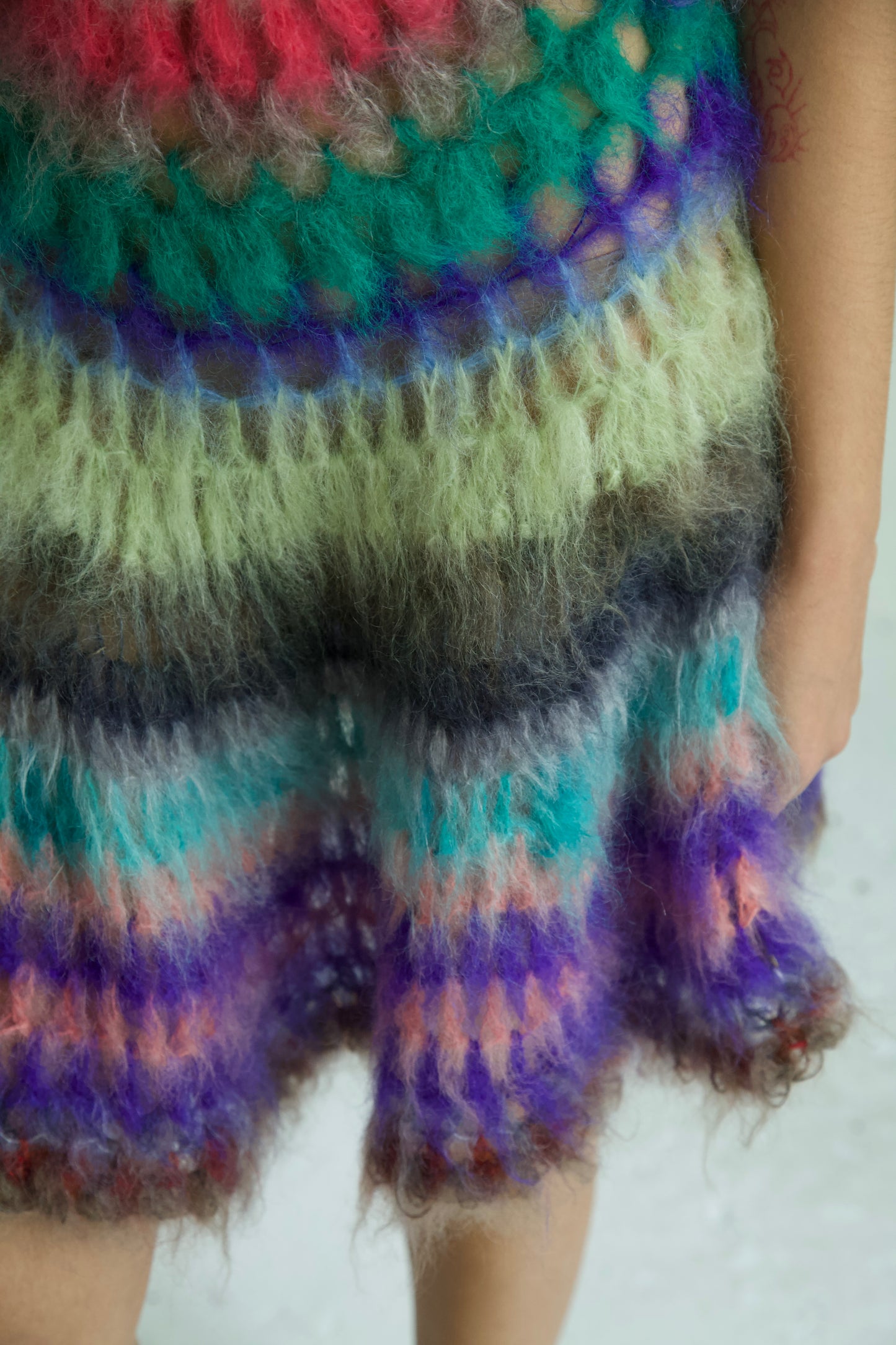 NR Blur Brushed One-of-a-kind Crocheted Mohair Target Dress