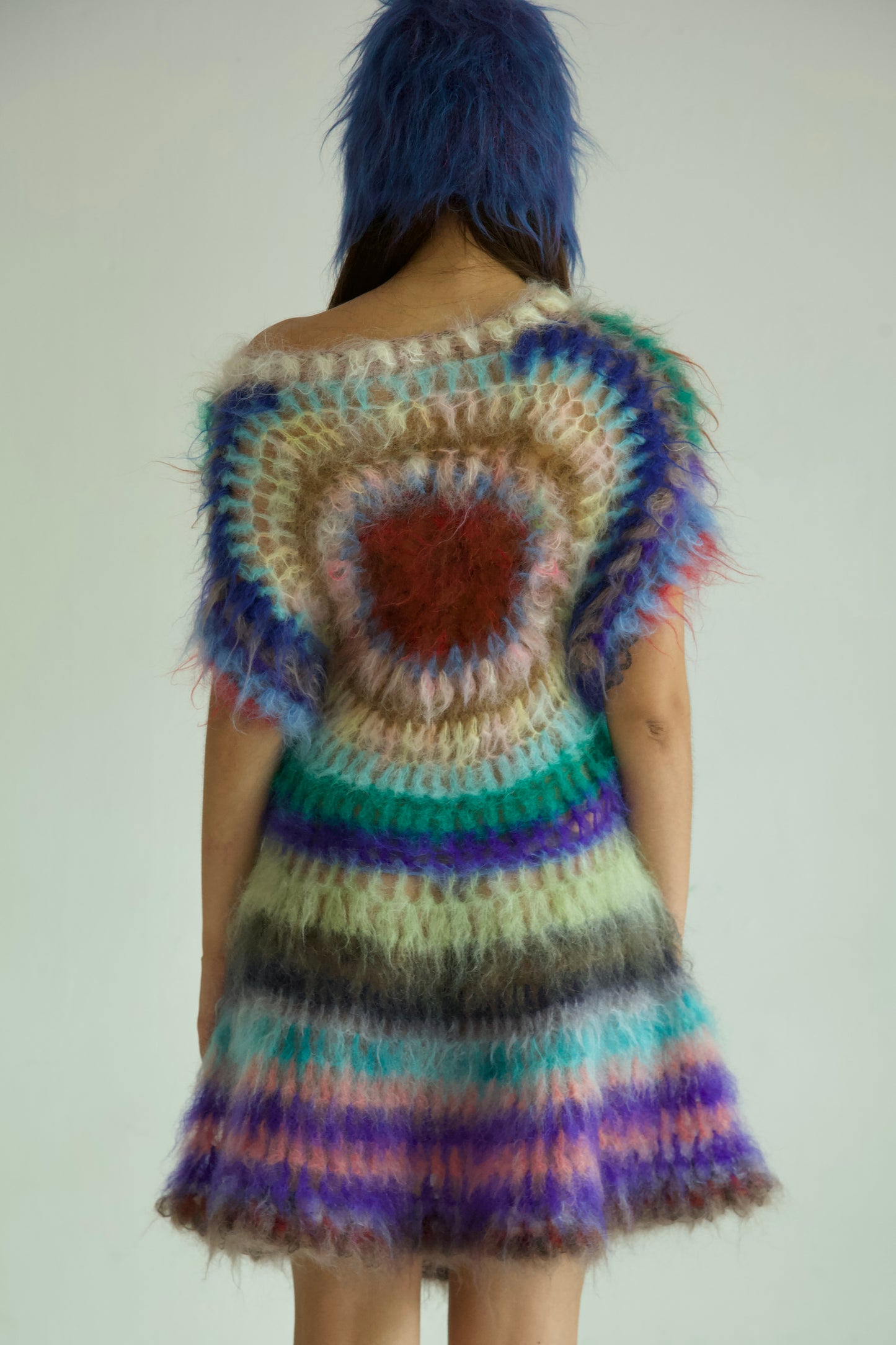 NR Blur Brushed One-of-a-kind Crocheted Mohair Target Dress