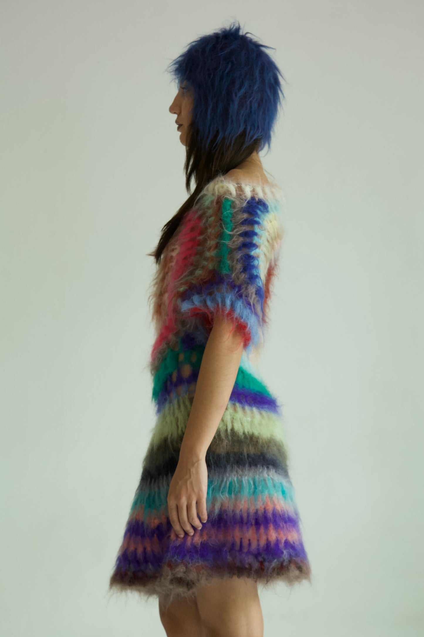 NR Blur Brushed One-of-a-kind Crocheted Mohair Target Dress