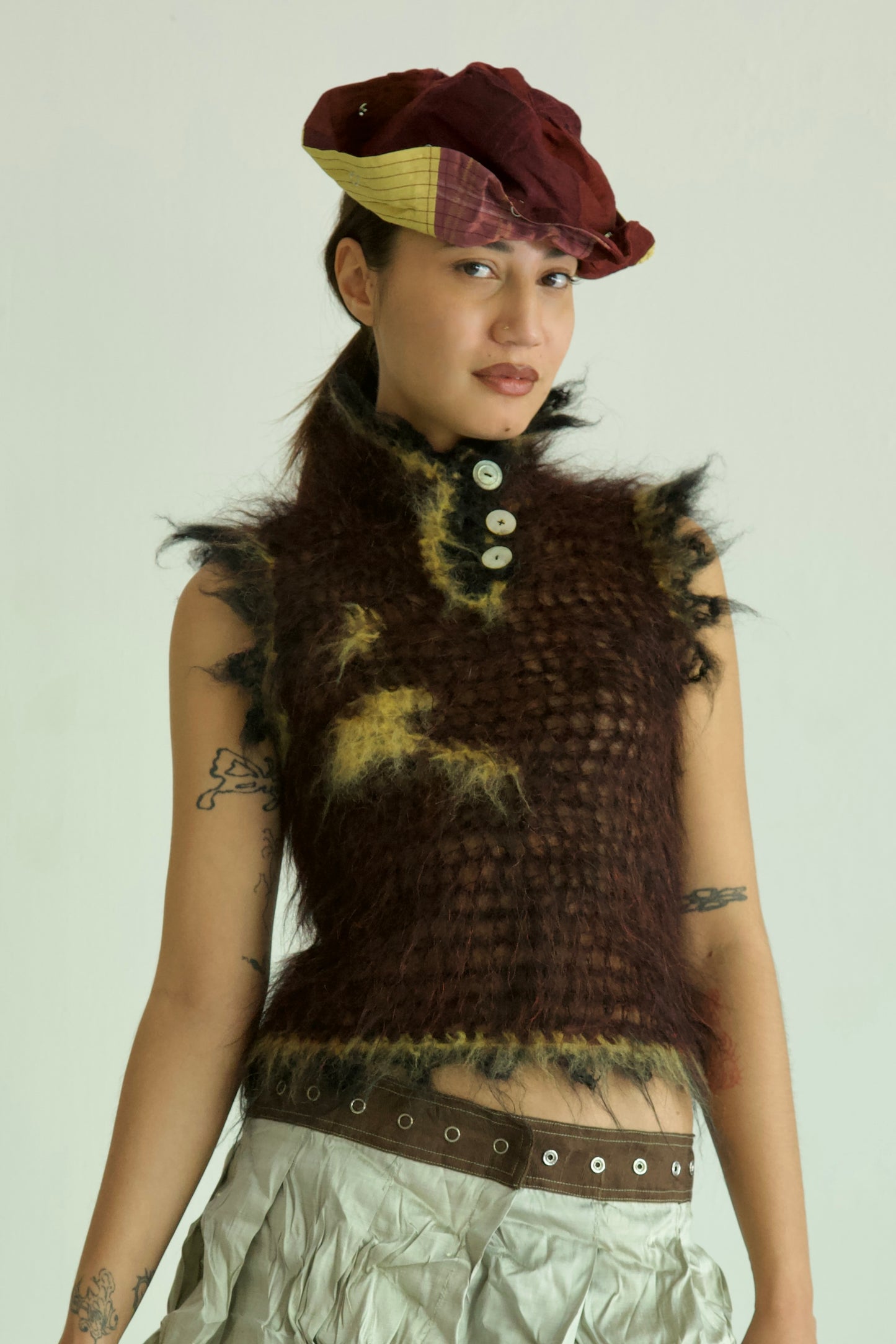 NR Blur Brushed One-of-a-kind Crocheted Mohair Blouse