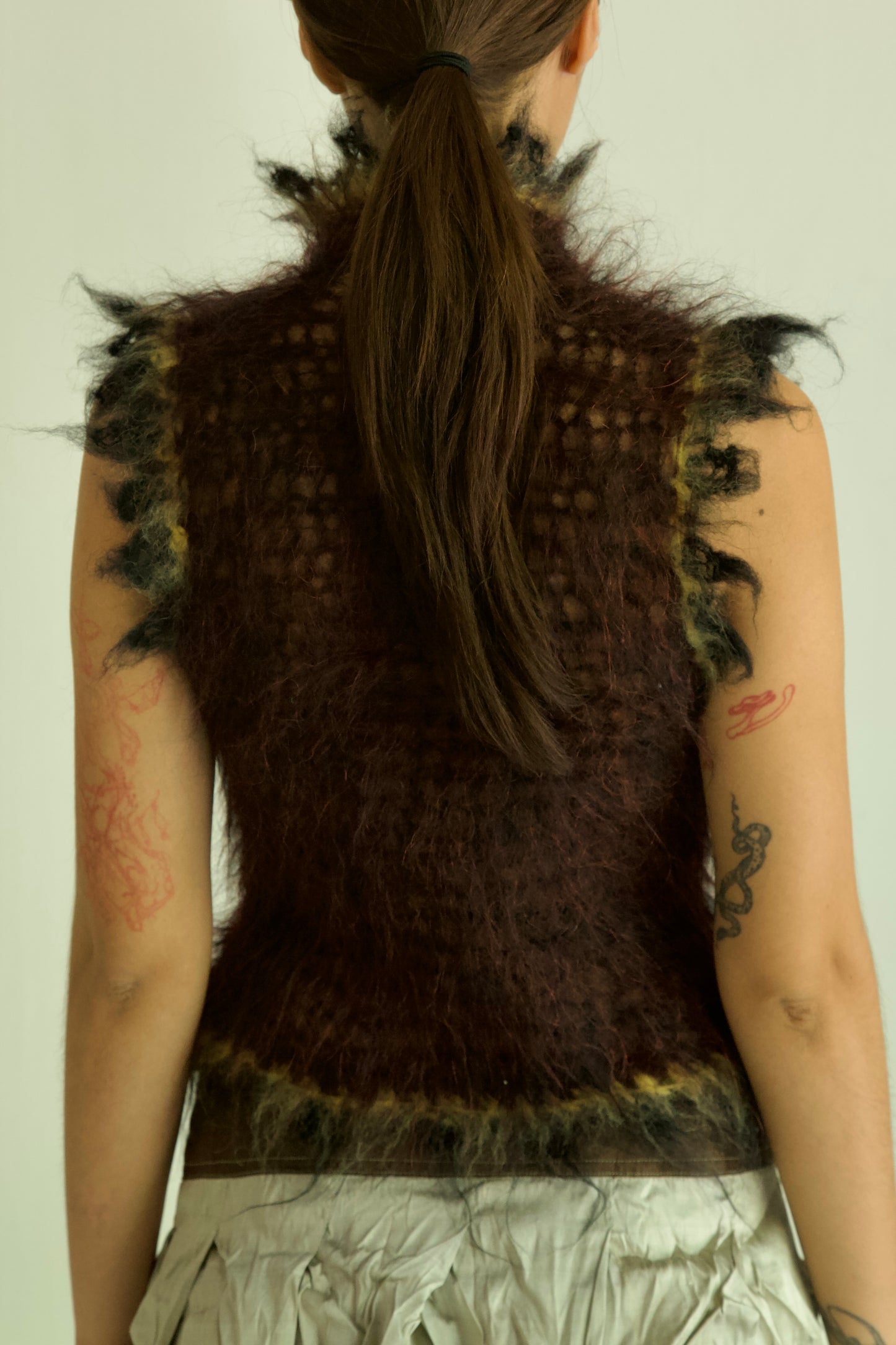NR Blur Brushed One-of-a-kind Crocheted Mohair Blouse