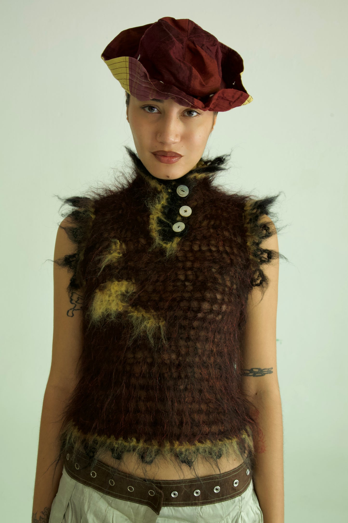 NR Blur Brushed One-of-a-kind Crocheted Mohair Blouse