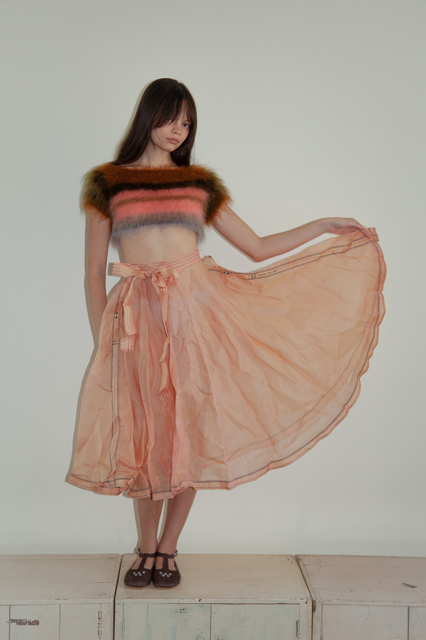 Mai Kaew Crumpled Thai 'Glass' Silk Circle Skirt (3 colorways)